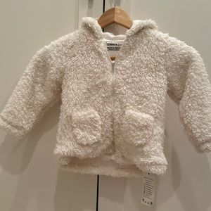 NWT Kidsform Fleece Girl’s Hoodie 2-3Y Cream Colored Zip Front Pockets Ears